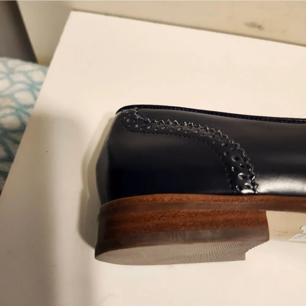 NWT Talbots Leighton Blue Polished Leather Tassel Brogue Loafers Sz.6.5 Ret $139 - Picture 8 of 9